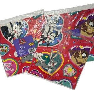 Vintage 90s Gift Wrap Looney Tones Square New Set of 3 Valentine's Day Theme